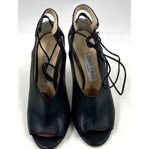 Authentic Jimmy Choo "SAYRA 100" Black Stiletto High Heel Booties Size EUR 36.5